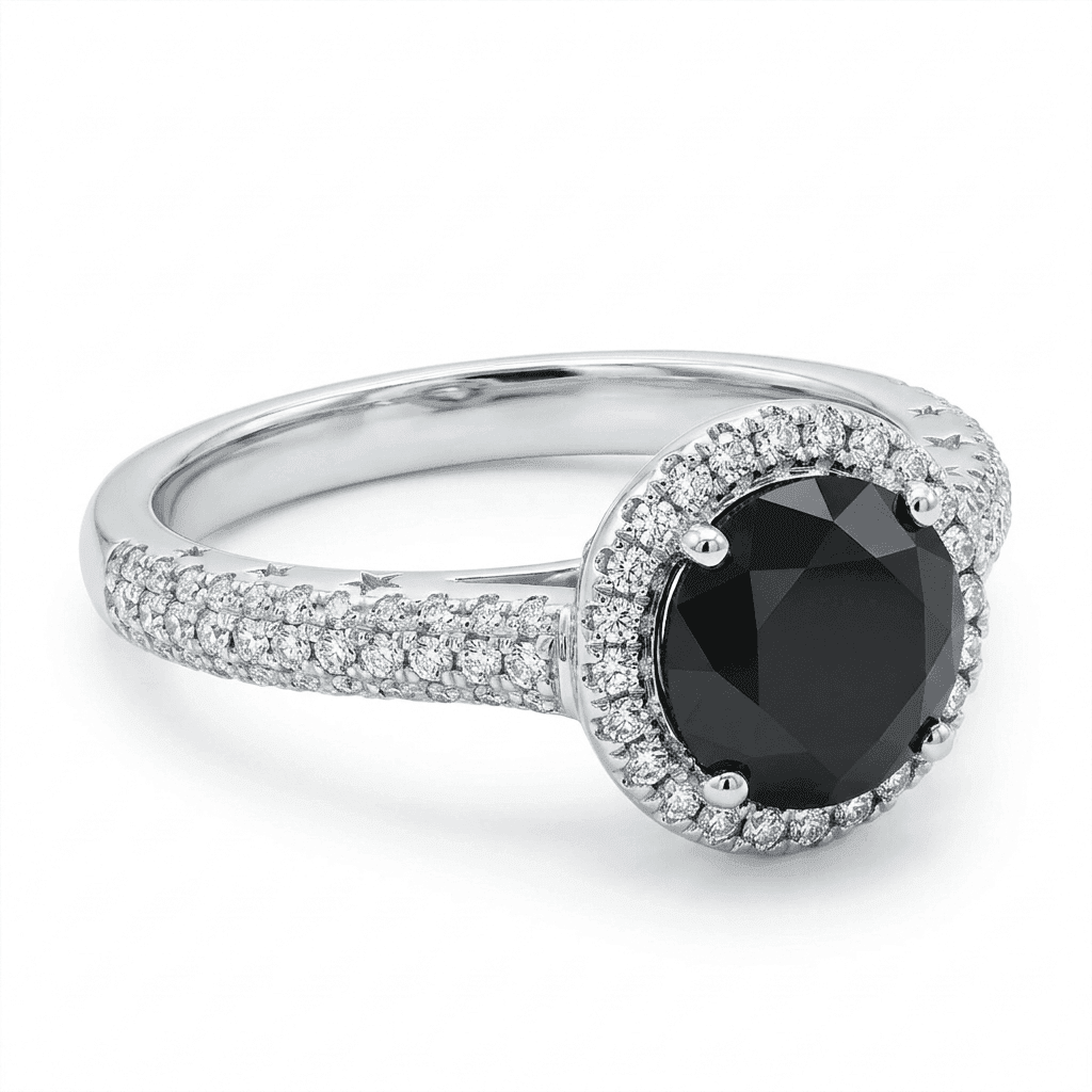 Celestial Solitaire Ring, Black Diamond Edition