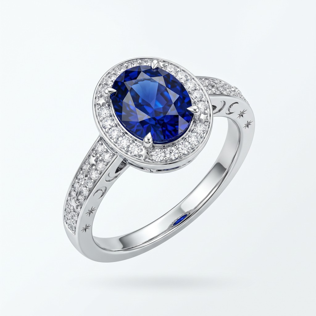 Celestial Solitaire Ring — Sapphire Edition by IVÊLO. Handcrafted Sterling Silver · Ceylon Sapphire. Wisdom, loyalty, divine truth.
